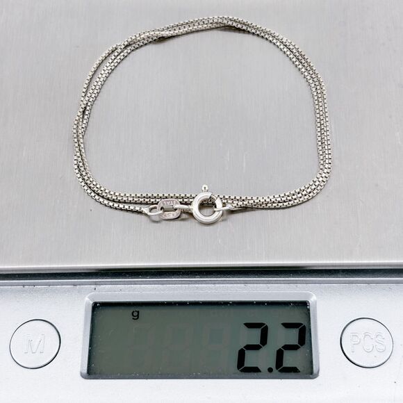 Vintage FAS Italy Sterling Silver 925 0.9mm Box Chain Necklace 18" - Picture 3 of 3